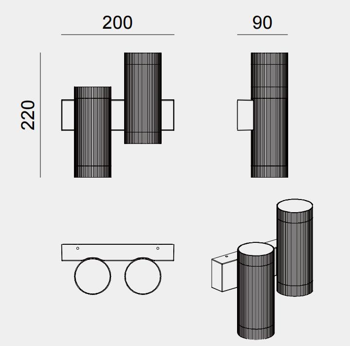 Asymmetric Offset Double Ribbed GU10 Outdoor Wall Light 6555 Asymmetric Offset Double Ribbed GU10 Outdoor Wall Light 6555