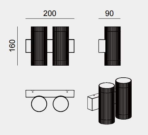 Symmetrical Double Ribbed GU10 Outdoor Wall Light Symmetrical Double Ribbed GU10 Outdoor Wall Light
