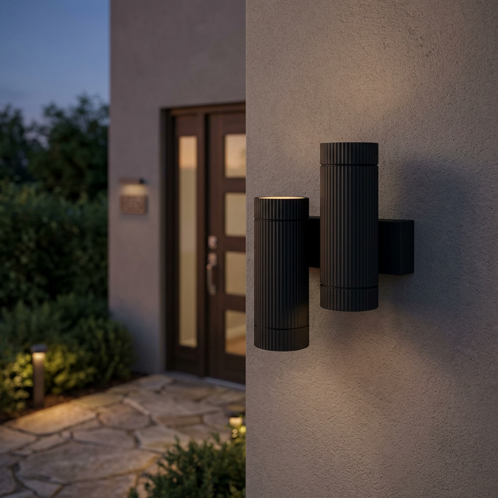 Asymmetric Offset Double Ribbed GU10 Outdoor Wall Light 6555 Asymmetric Offset Double Ribbed GU10 Outdoor Wall Light 6555