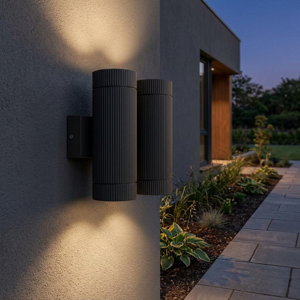 Symmetrical Double Ribbed GU10 Outdoor Wall Light Symmetrical Double Ribbed GU10 Outdoor Wall Light