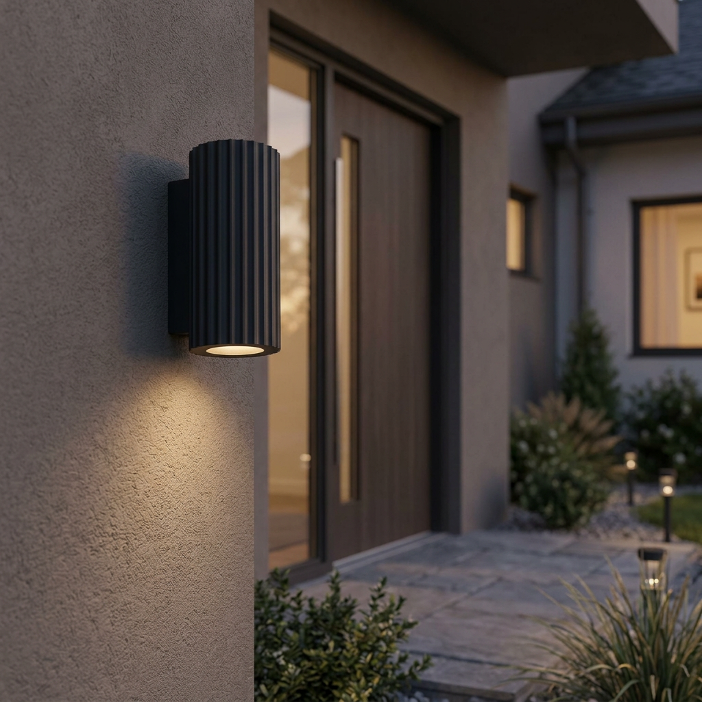 Fluted Cylinder GU10 IP54 Aluminium Up Down Outdoor Wall Light 6561 Fluted Cylinder GU10 IP54 Aluminium Up Down Outdoor Wall Light 6561